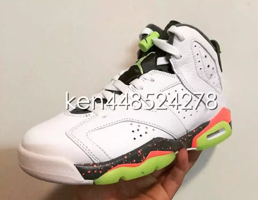 Air Jordan 6 GS valge roheline infrapuna mango