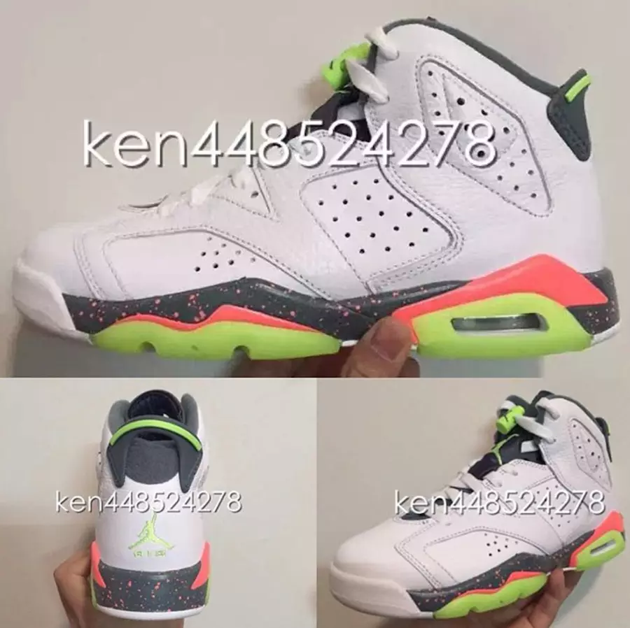 Air Jordan 6 GS White Green Infrared Mango