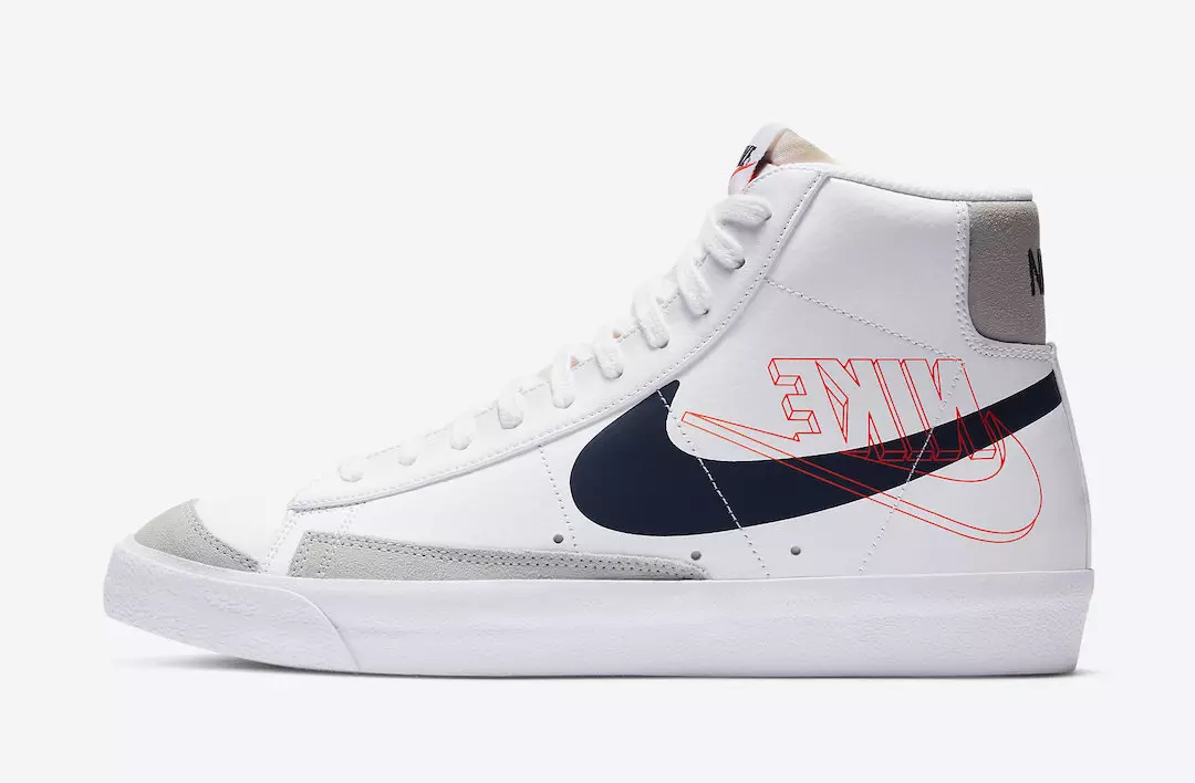 Nike Blazer Mid med omvendt logoutløser i hvit