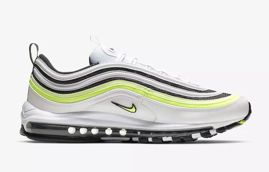 Nike Air Max 97 Vit Svart Volt AQ4126-101 Utgivningsdatum