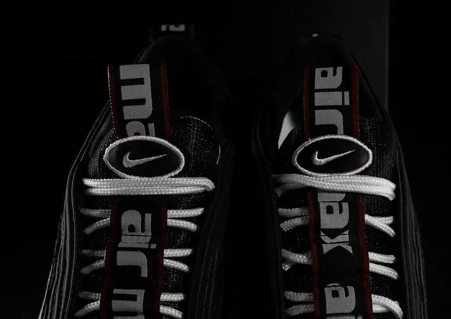 Nike Air Max 97 Premium Overbranding أسود أبيض فارسيتي أحمر تاريخ الإصدار