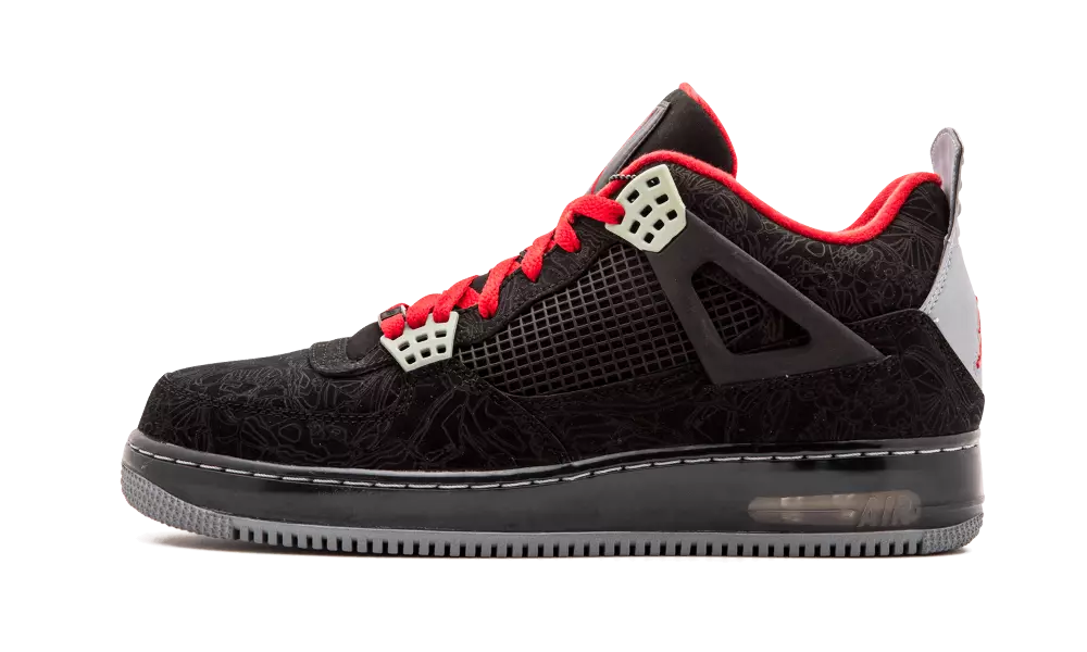 Air Jordan AJF 4 Laser Preto Varsity Vermelho