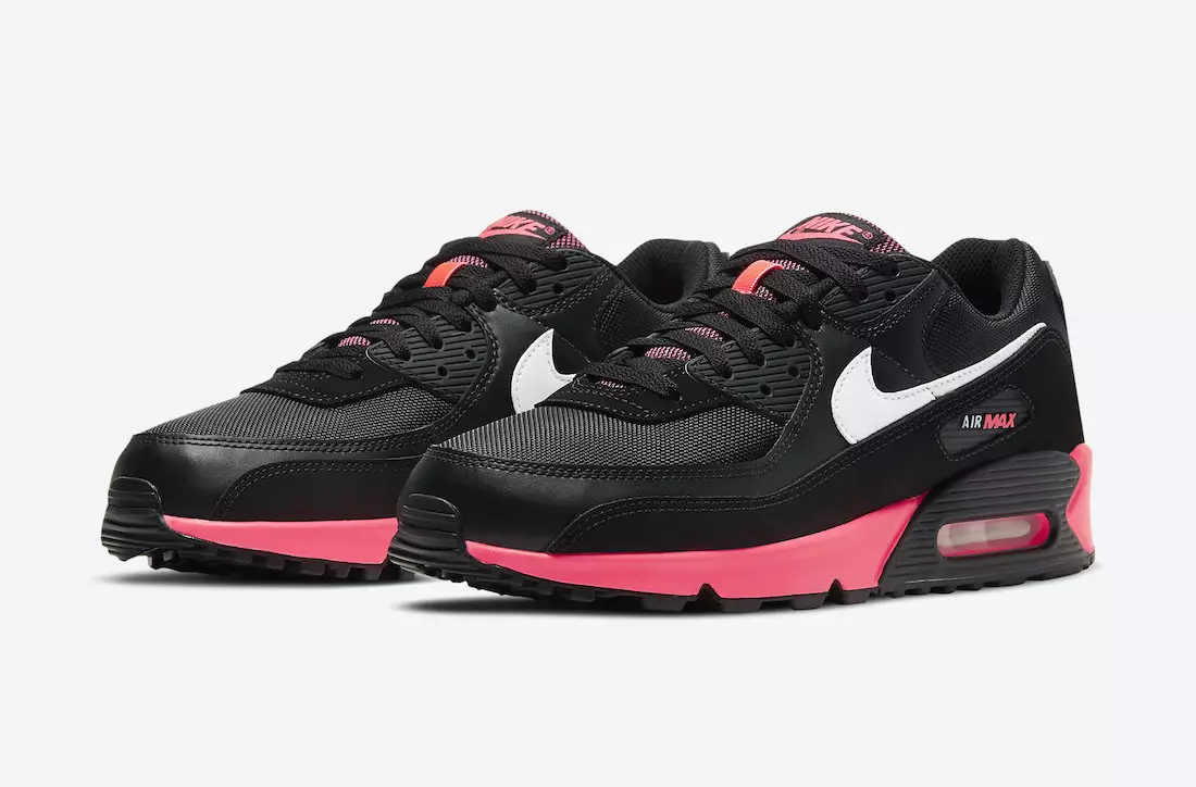 Suprafețele Nike Air Max 90 în negru și roz Racer