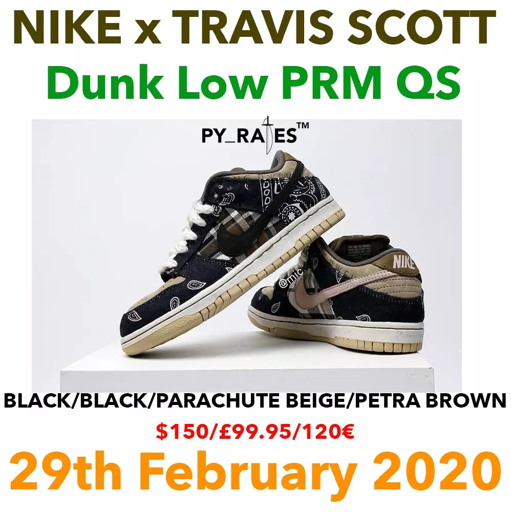 Travis Scott Nike SB Dunk Low PRM QS Datum izlaska