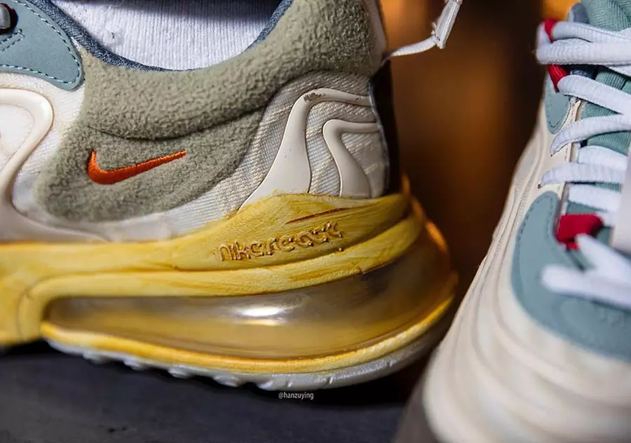 Travis Scott Nike Air Max 270 React CT2864-200 väljalaskekuupäev jalgadel