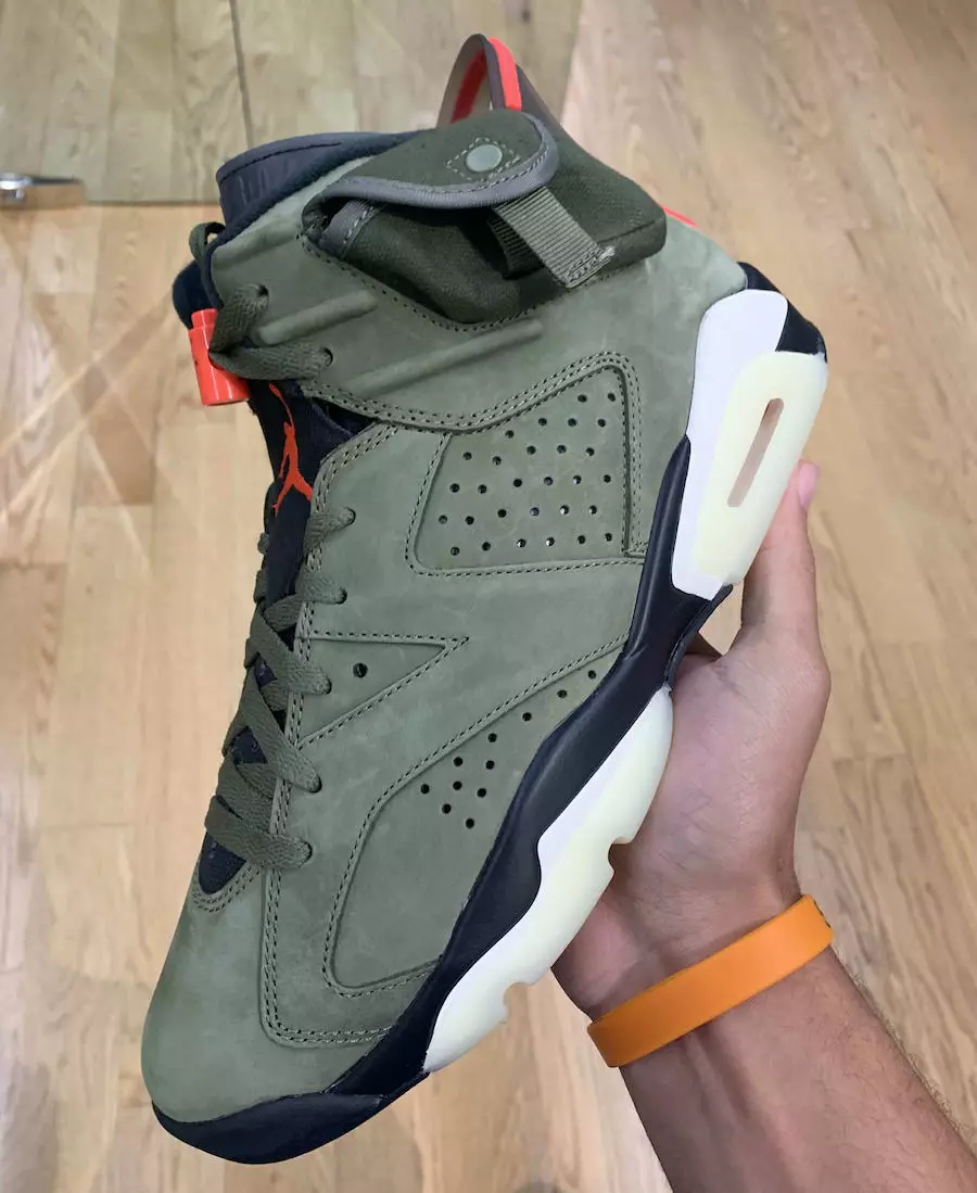 Travis Scott Air Jordan 6 Medium Olive Black Sail University Red CN1084-200 Data e publikimit