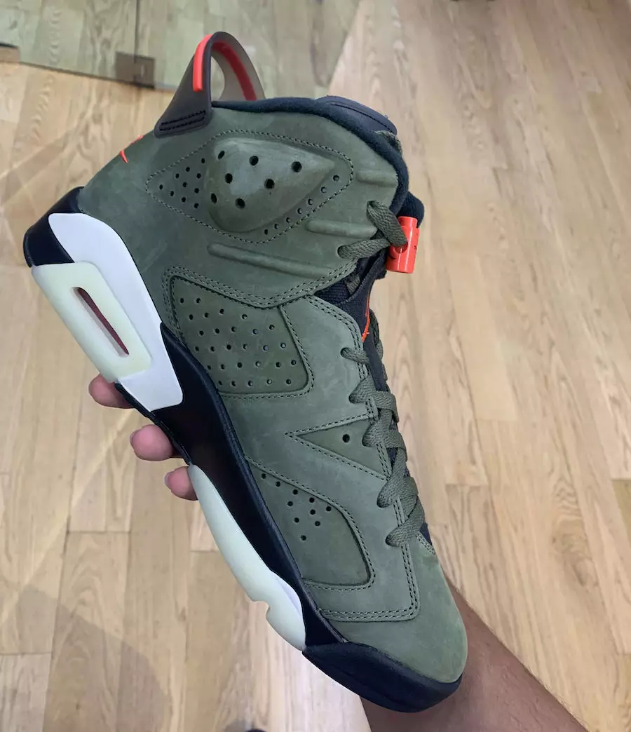 Travis Scott Air Jordan 6 Medium Olijf Zwart Sail University Red CN1084-200 Releasedatum