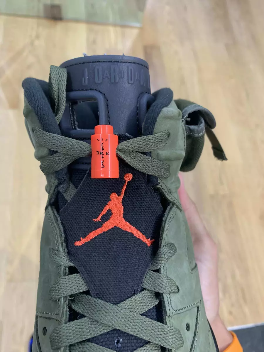 Travis Scott Air Jordan 6 Meán Olive Black Sail University Red CN1084-200 Dáta Eisiúna