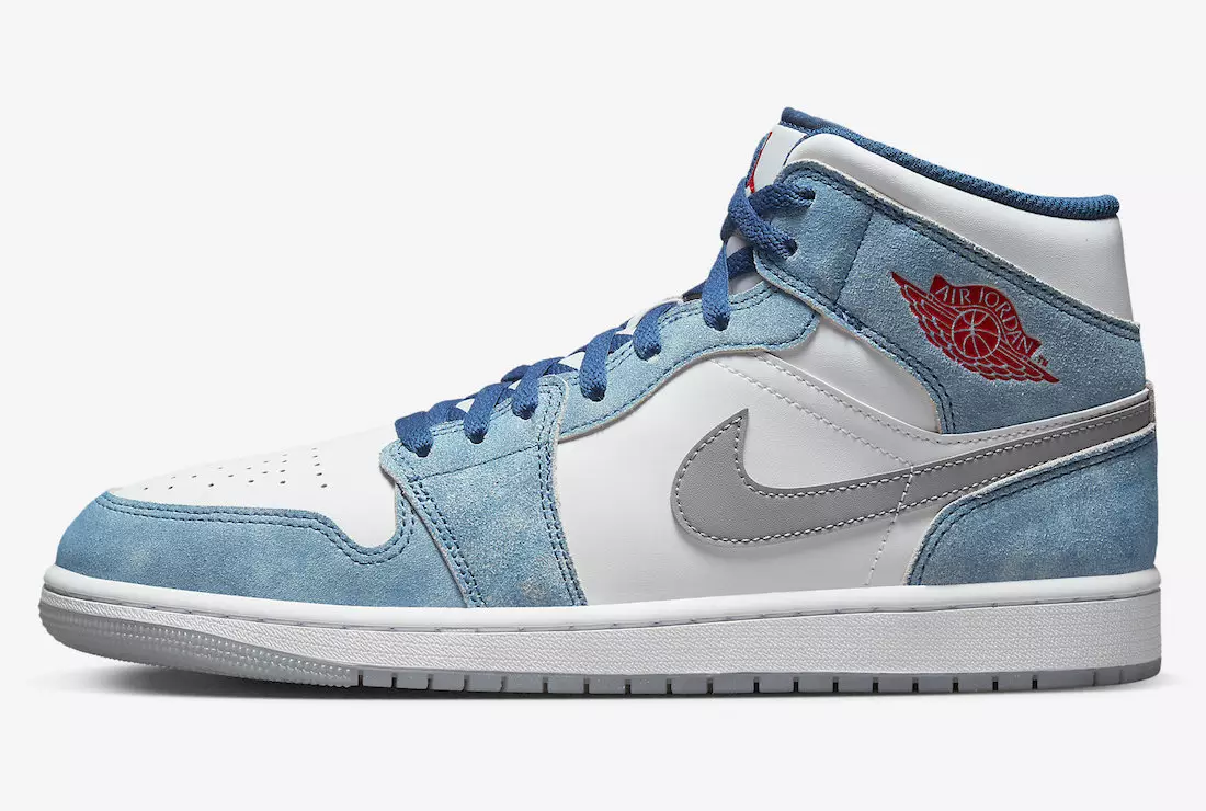 Air Jordan 1 Mid Sinine Valge Punane DN3706-401 Väljalaskekuupäev