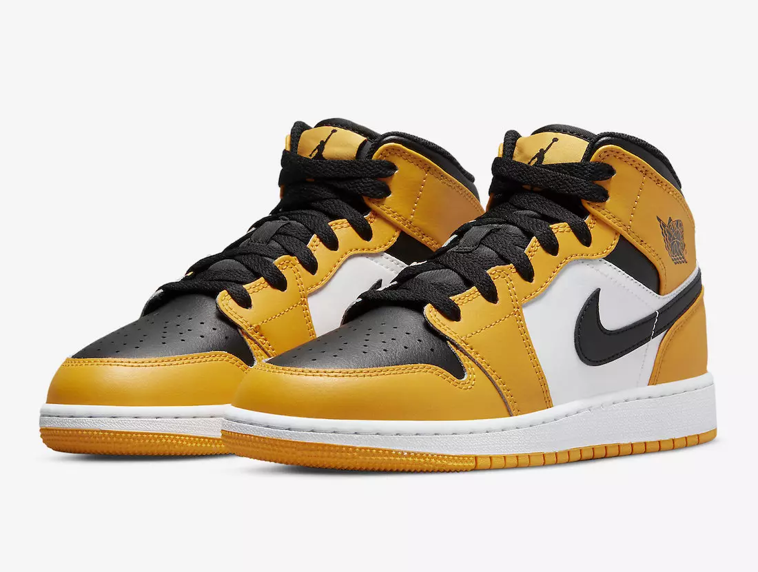 تاریخ انتشار Air Jordan 1 Mid GS Yellow Black 554725-701