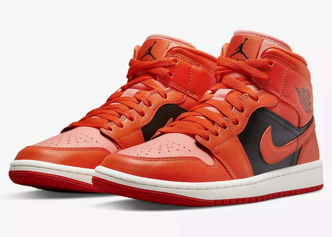 Oranžinės ir juodos spalvos Air Jordan 1 Mid Releasing