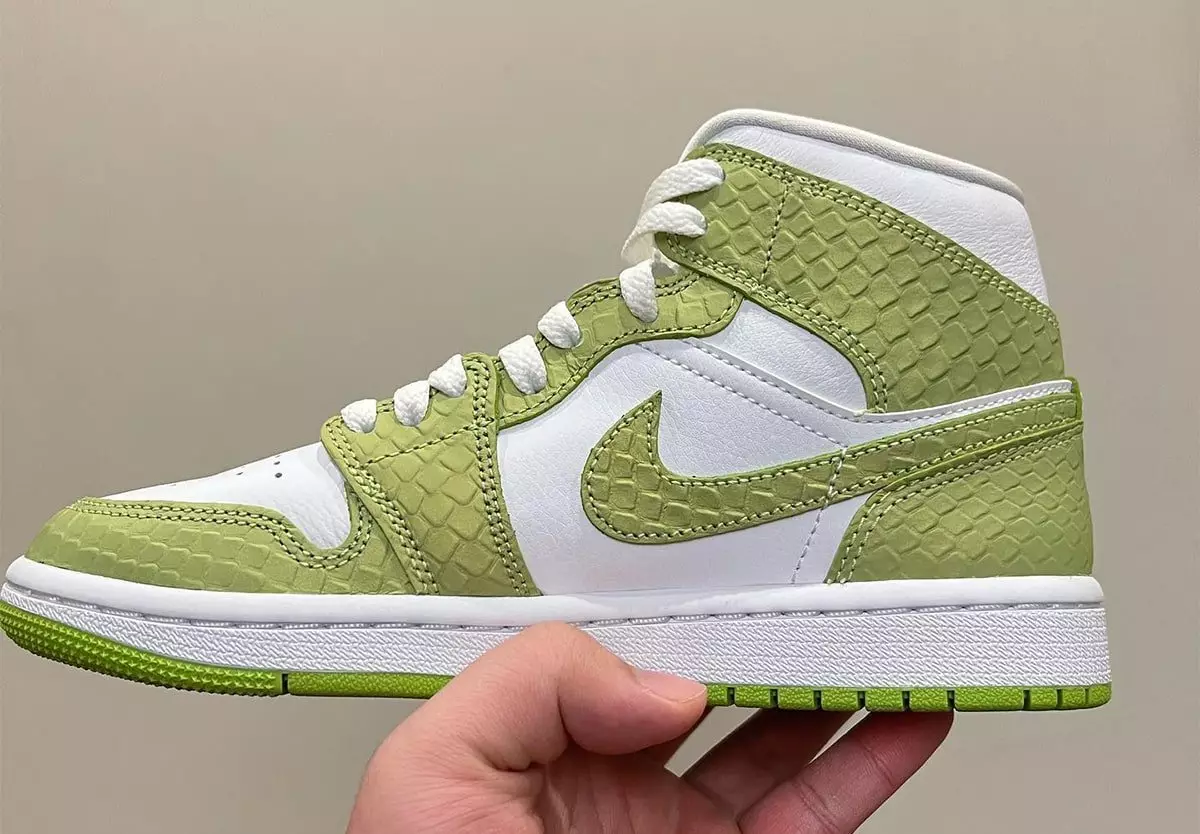 Air Jordan 1 Mid Green Python Snakeskin Buraxılış Tarixi Qiymət