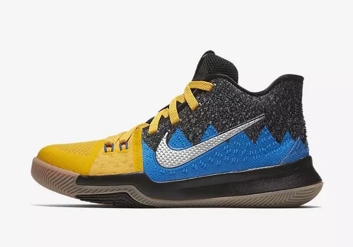 حذاء Nike Kyrie 3 للأطفال باللون الأصفر والذهبي والأزرق والأسود