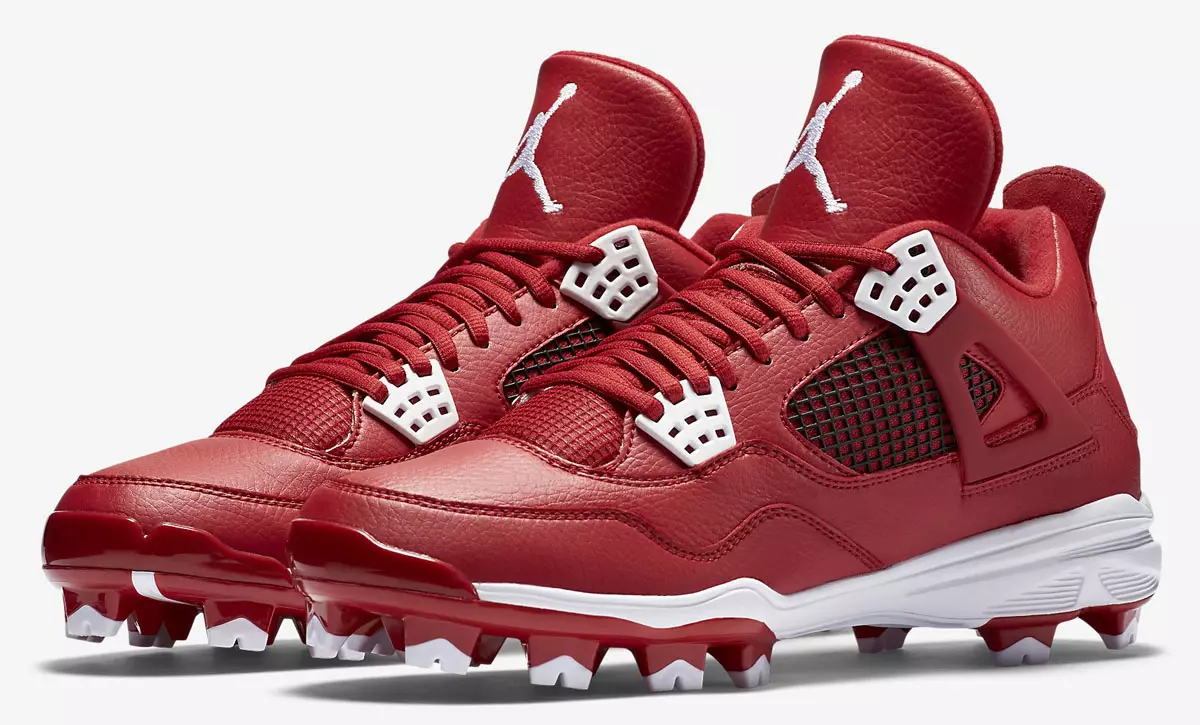 Air Jordan 4 Red White Black Cleats