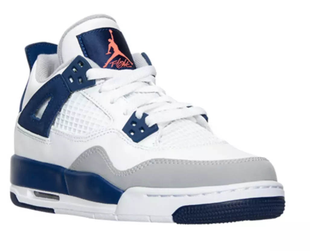 Air Jordan 4 GS White Deep Royal Blue Wolf Grey Hyper Portokalli