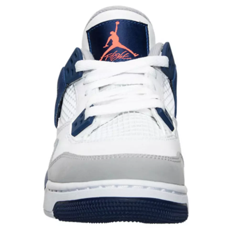 Air Jordan 4 GS White Deep Royal Blue Grey Wolf Grey Hyper Orange