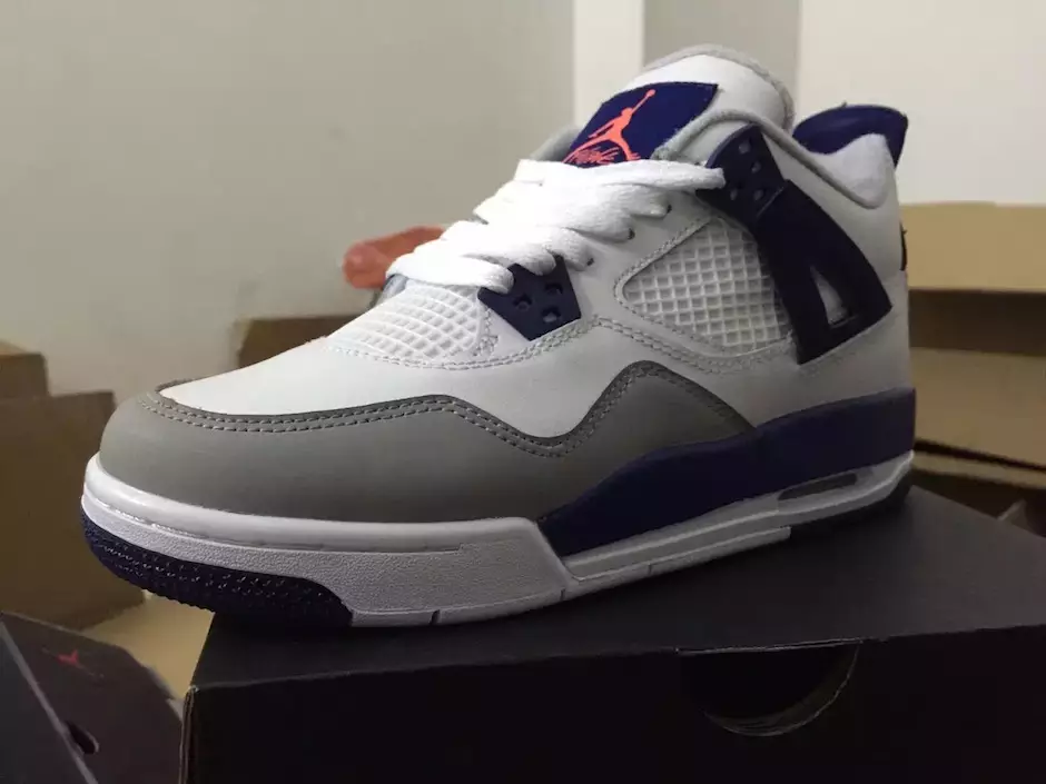 Air Jordan 4 Kız Çocuk Beyaz Kraliyet Gri Turuncu 2016