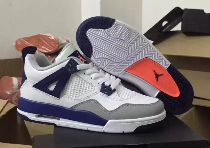 Air Jordan 4 Girls White Royal Grey Orange 2016