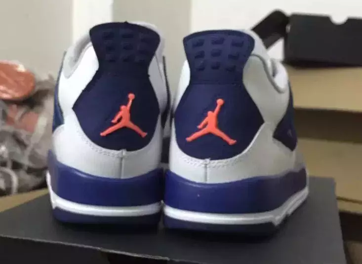 Air Jordan 4 Духтарон Сафед Royal Grey Orange 2016