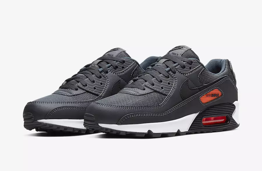 Nike Air Max 90 אין גרוי מיט העל מאַראַנץ אַקסענץ