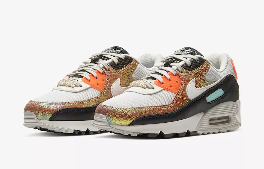 Nike Air Max 90 in uscita con pelle di serpente iridescente dorata