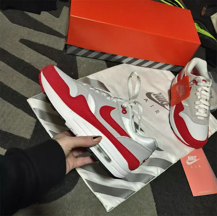 Nike Air Max 1 OG valkoinen punainen Retro 2017 OG Box