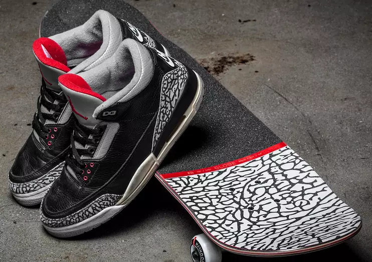 Air Jordan 3 geïnspireerd skateboard beschikbaar