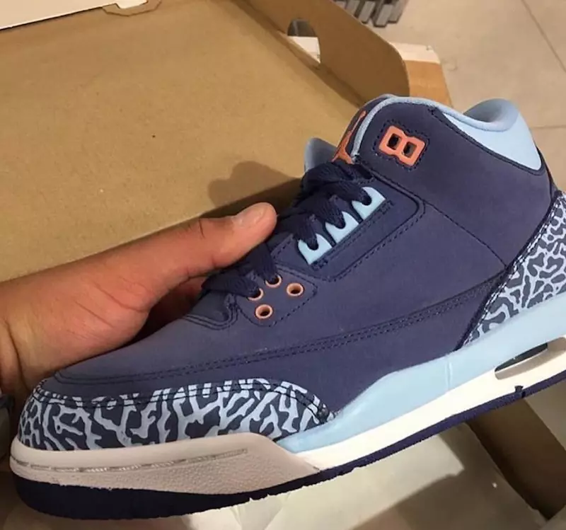 Air Jordan 3 zils vāciņš tumši violets putekļu atomu rozā