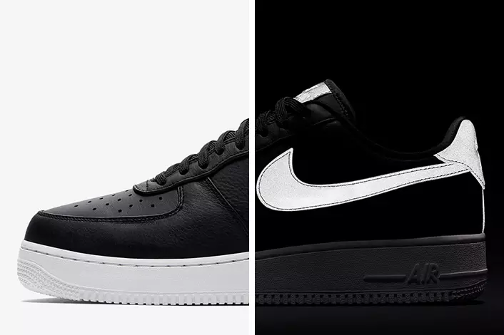 Két további Nike Air Force 1 Low Premium kilincs, fényvisszaverő swooshekkel