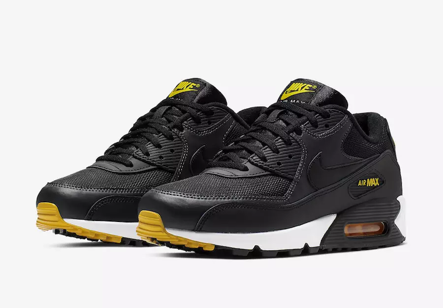 Nike Air Max 90 ierodas melnā un dzeltenā krāsā