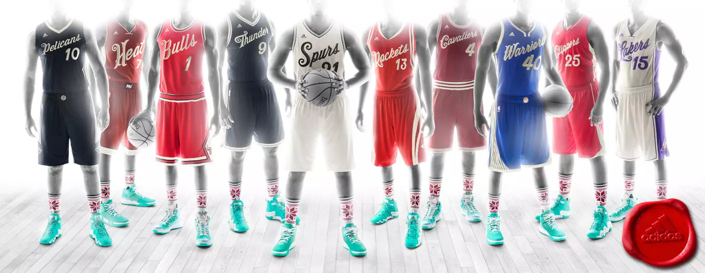 adidas သည် ခရစ်စမတ်နေ့ 2015 NBA ယူနီဖောင်းများကို ထုတ်ဖော်ပြသခဲ့သည်။