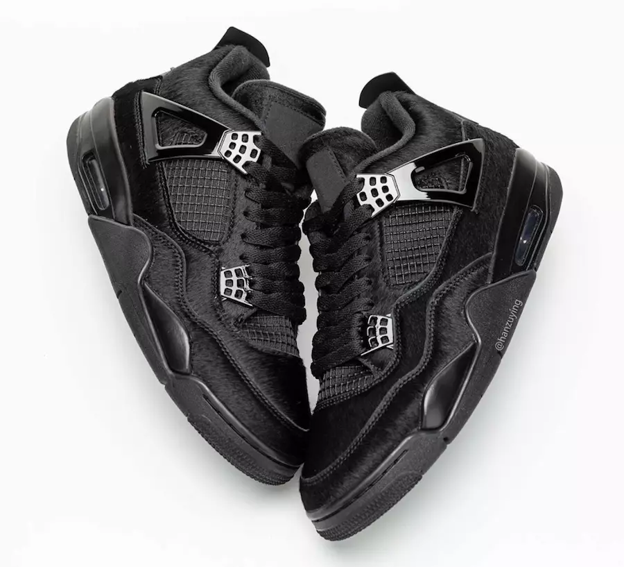 Air Jordan 4 Коса от пони Черна котка Говеда CK2925-001 Дата на издаване