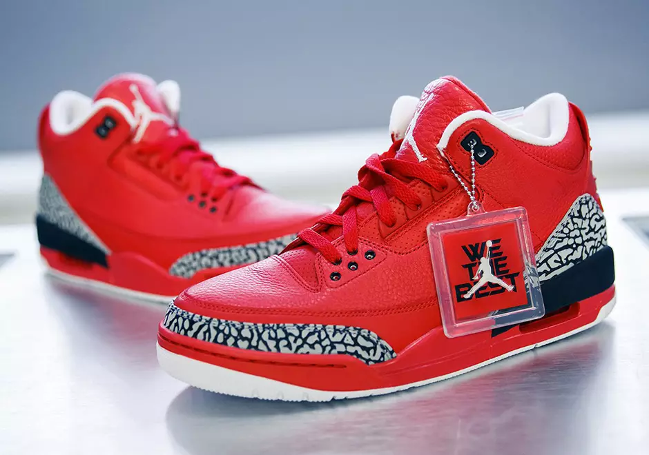 DJ Khaled Air Jordan 3 Minnettar Kırmızı Siyah Çimento Gri