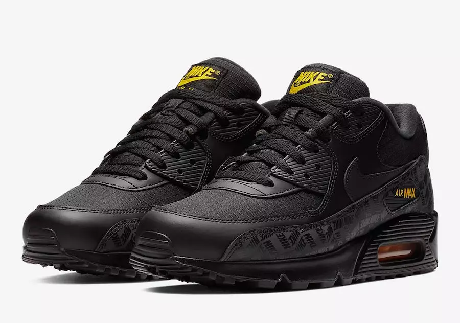 Nike Air Max 90 melnā un dzeltenā krāsā