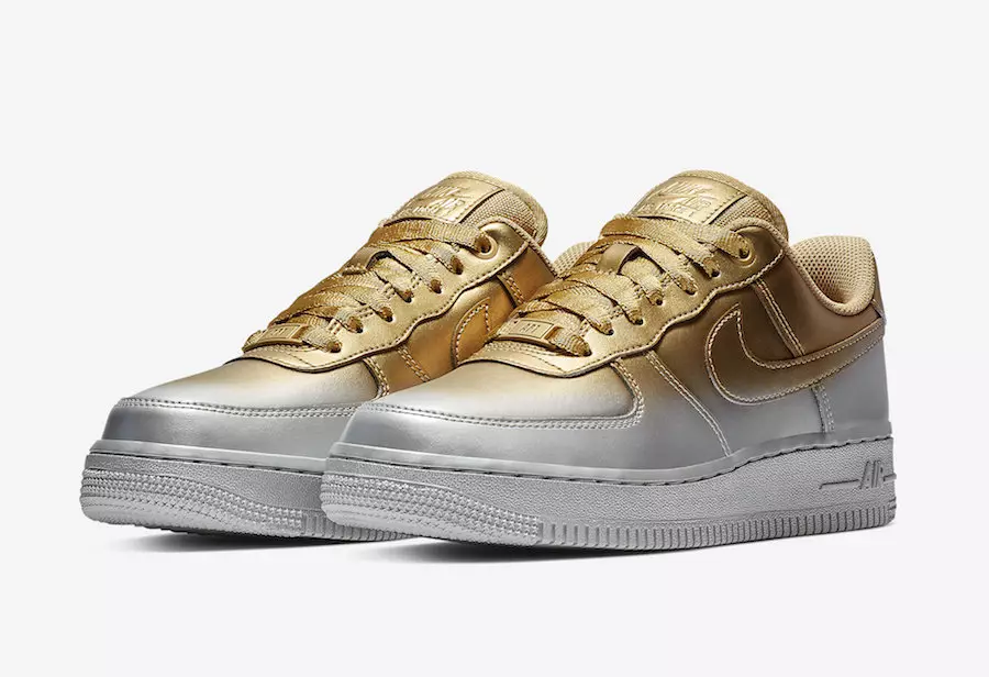 Nike Air Force 1 Low Spray vopsit în argintiu și auriu