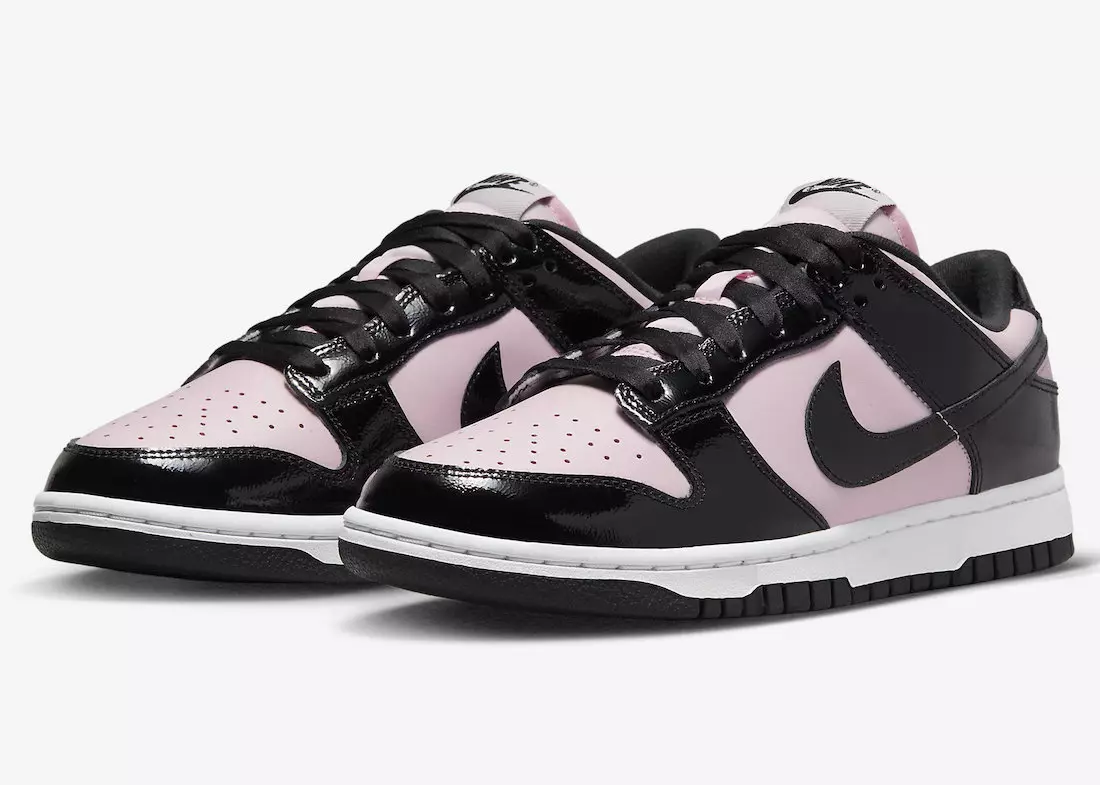 Nike Dunk Low odhalený v růžovém a černém patentu