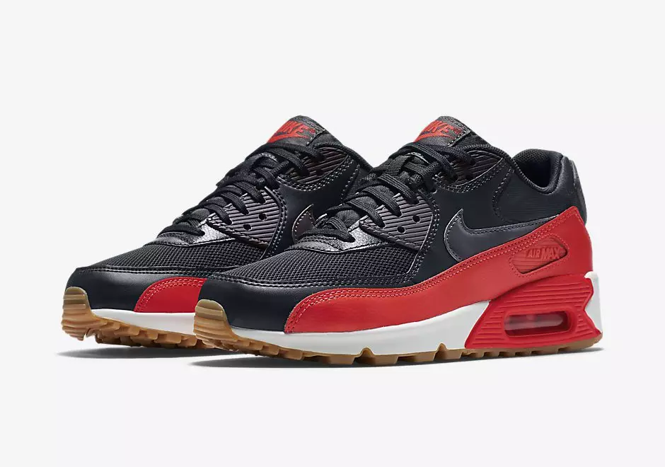 Nike Air Max 90 Zwart Karmozijnrood Gum