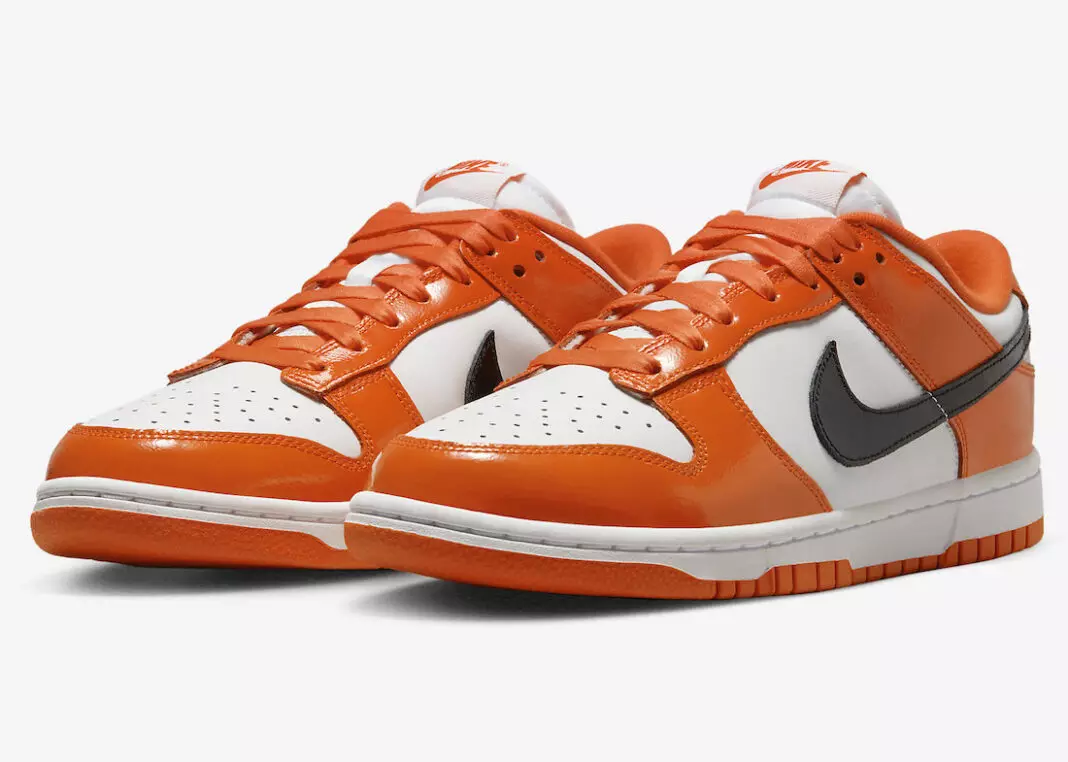 Nike Dunk Low White Orange Black Patent DJ9955-800 Дата на издаване