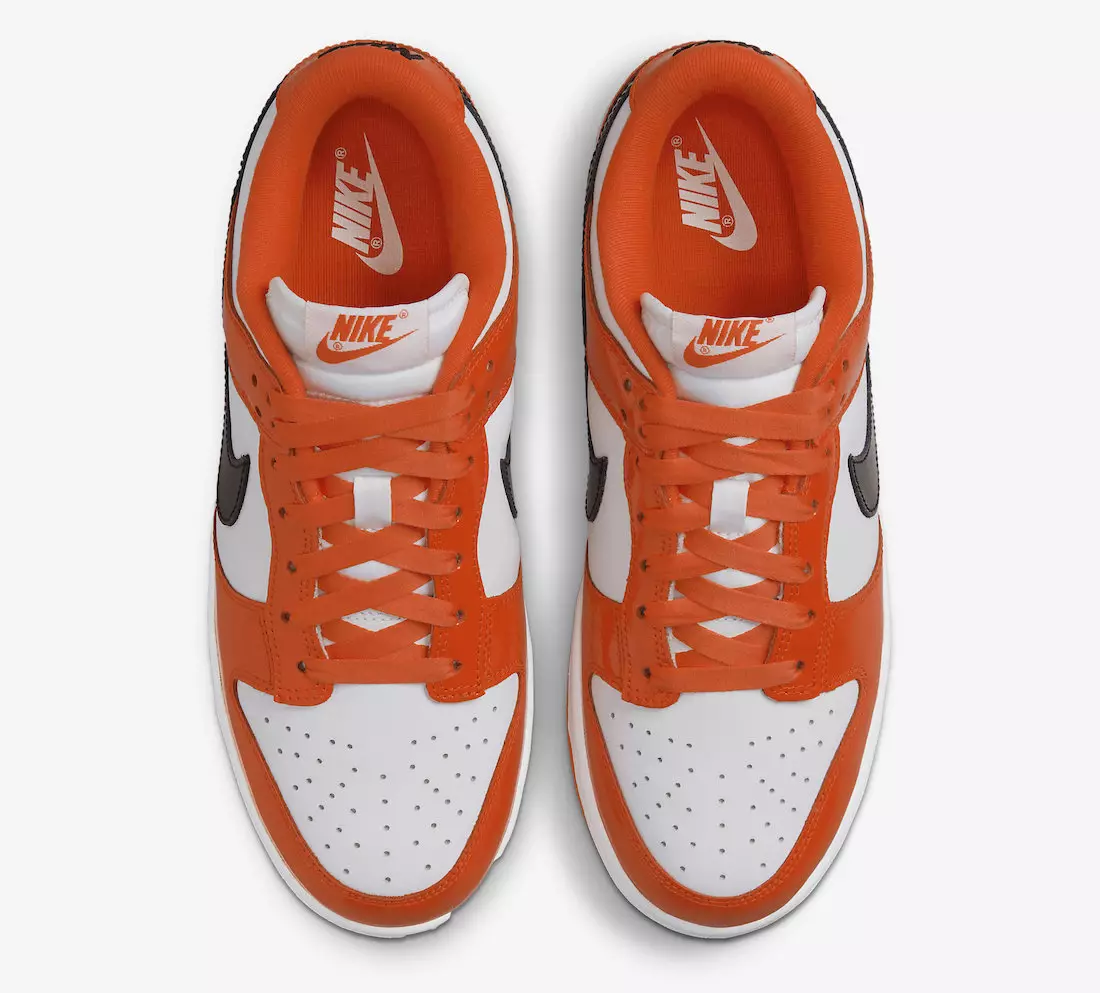 Nike Dunk Low White Orange Black Patent DJ9955-800 Дата на издаване