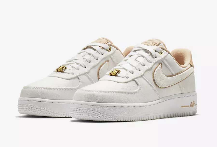 Nike Air Force 1 Lux Branco Metálico Ouro Bio Bege 898889-102 Data de Lançamento