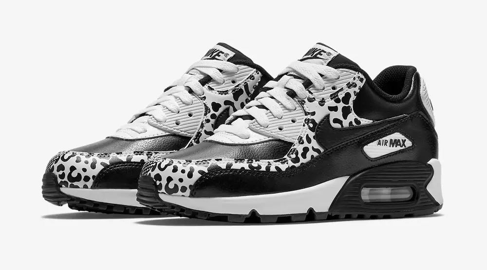 Nike Air Max 90 GS Duma wa Ngozi Nyeupe Nyeusi