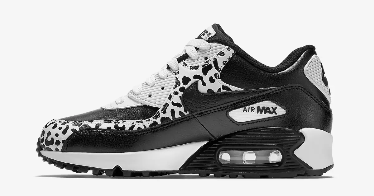 Nike Air Max 90 GS Duma wa Ngozi Nyeupe Nyeusi