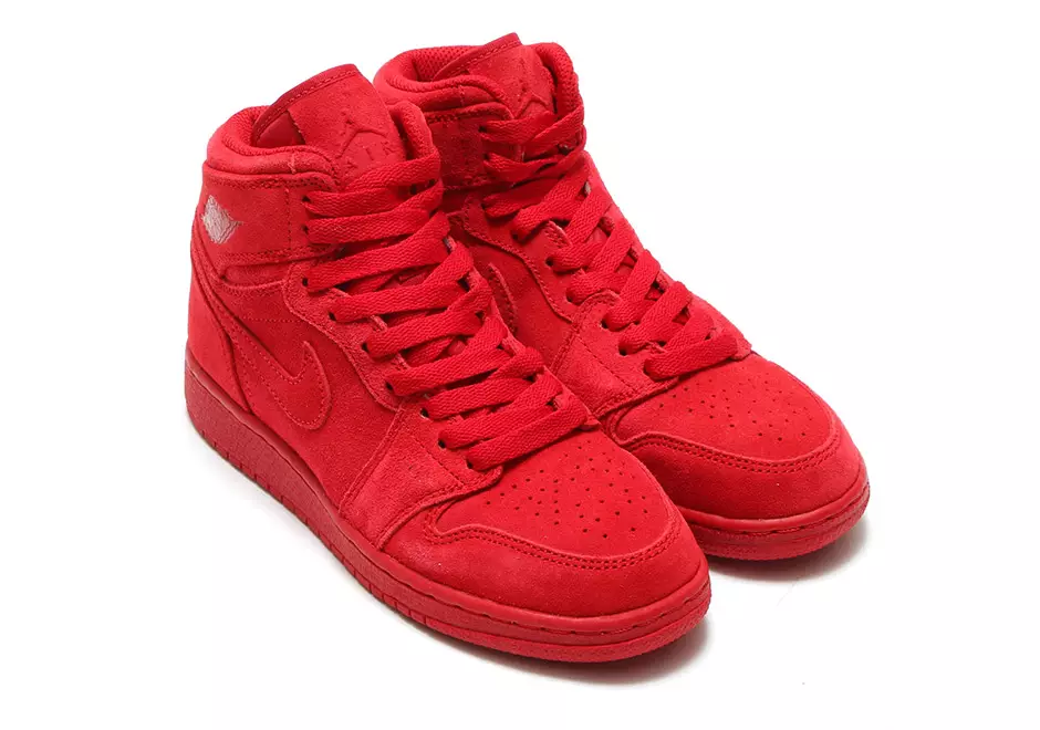 Air Jordan 1 Rood Suede Grijs Suède