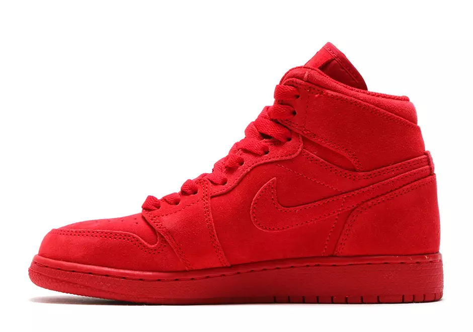 Air Jordan 1 Rød Semsket Grå Semsket skinn