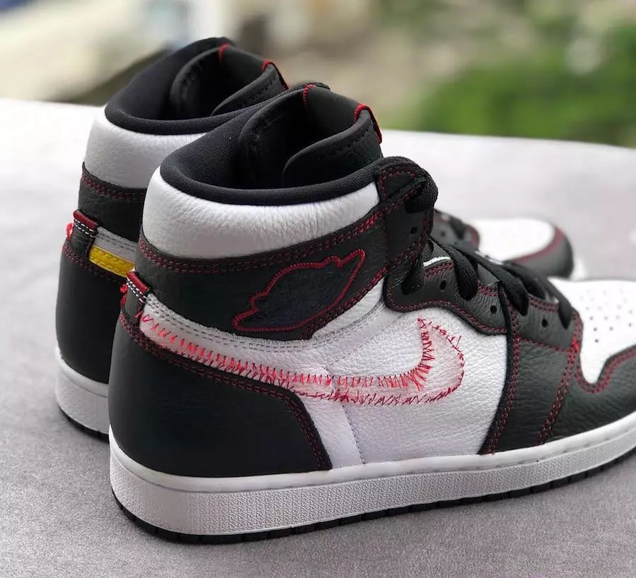 Air Jordan 1 Retro High OG Сафед Сиёҳ Динамикӣ Зард Донишгоҳи Сурх 555088-170 Санаи озод