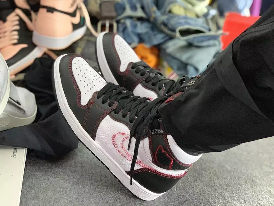 Air Jordan 1 Logo cusut Alb Negru Dinamic Galben Roșu universitar 555088-170 Data lansării