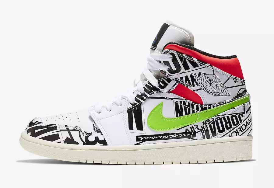 Air Jordan 1 Mid Print логотиптері 554724-119 Шығарылған күні