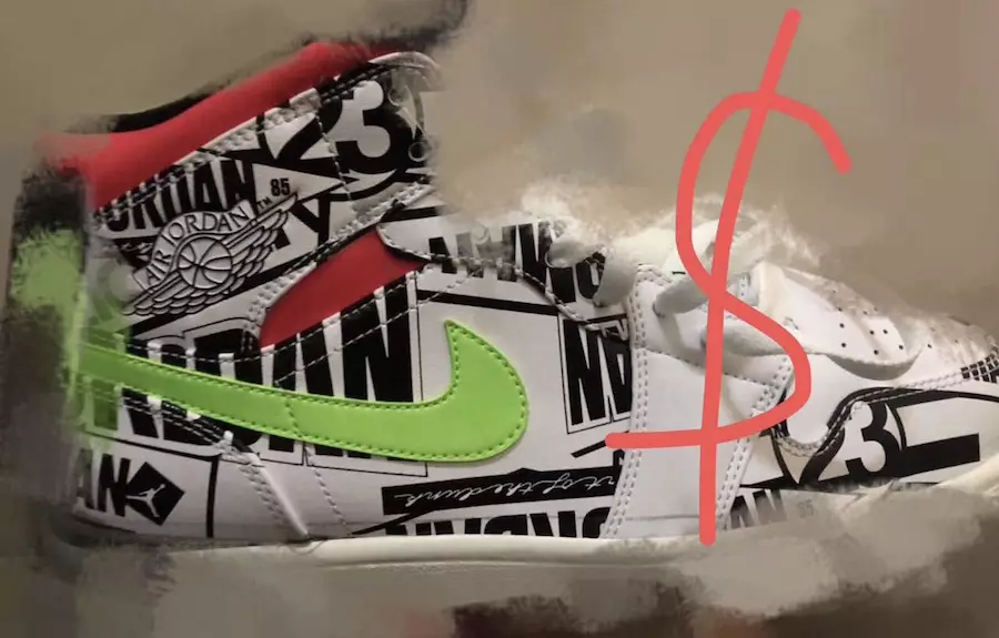 Air Jordan 1 Mid Print White Black Green Red تاريخ الإصدار