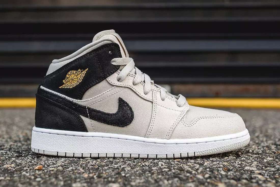 Air Jordan 1 Mid Light Bone metál arany