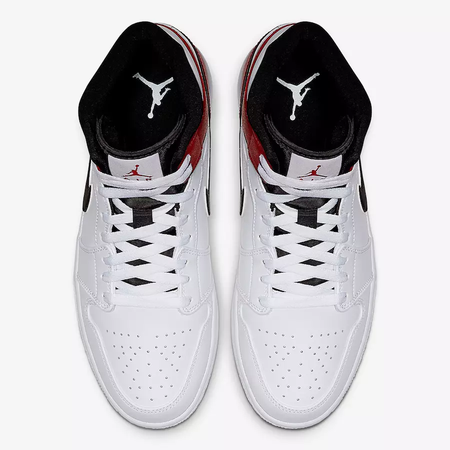 Air Jordan 1 Mid White Aħmar Iswed 554724-116 Data ta' Ħruġ